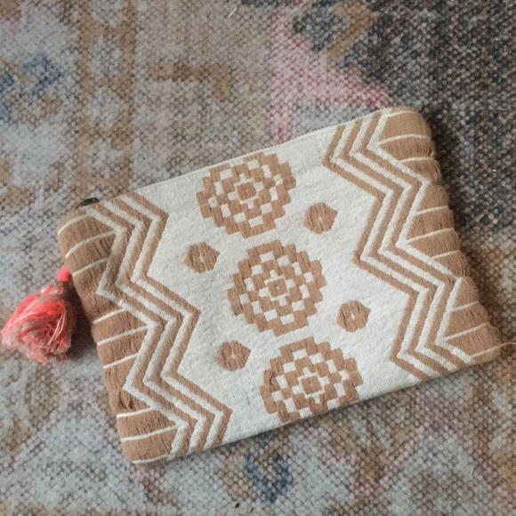 Woven Tassel Zip Top Clutch/Accessory Pouch - Picture 2 of 9